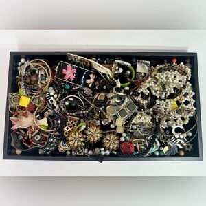 Huge 2.25 LBs Craft Jewelry Lot - Scrap Vintage to Modern Costume Tangled Broken